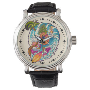 Surfende ananas horloge
