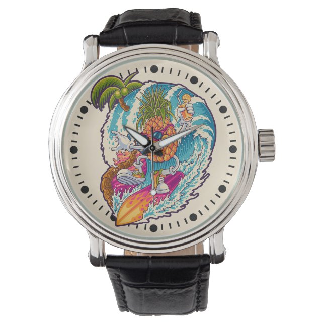 Surfende ananas horloge (Voorkant)