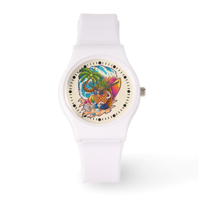 Surfende ananas horloge (Voorkant)