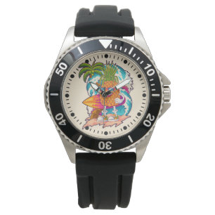 Surfende ananas horloge