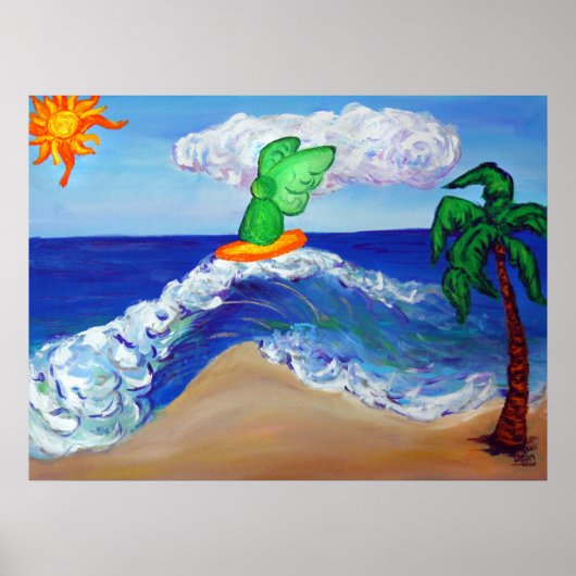Surfende Angel Raphael Riding Healing Waves Poster (Voorkant)