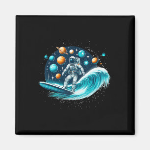 Surfende astronaut maan ruimte shirt sterrenstelse magneet