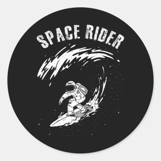 Surfende astronaut Space Rider Ronde Sticker (Voorkant)