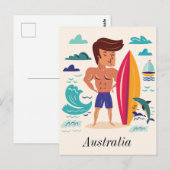 Surfende Australië Briefkaart (Voorkant / Achterkant)