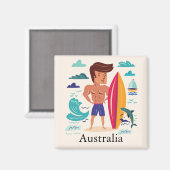 Surfende Australische douanenaam Magneet (Voorkant / Achterkant)