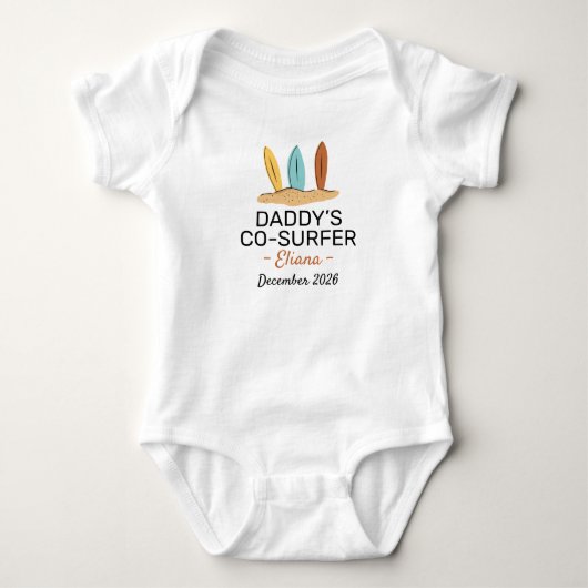 Surfende baby shower Daddy's mede surfer - Surfen Romper (Voorkant)