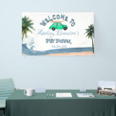 Surfende Baby shower van de Kokosnootboom Blauw st Spandoek (Beurs)