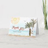 Surfende Baby shower voor strand Bedankkaart (Voorkant)