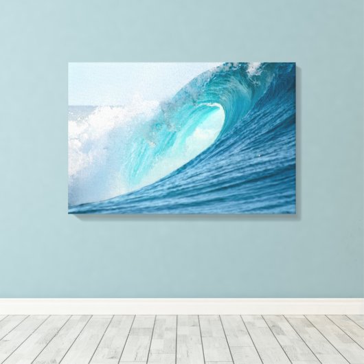 Surfende barrel wave brekende canvas print (Insitu (Houten vloer))