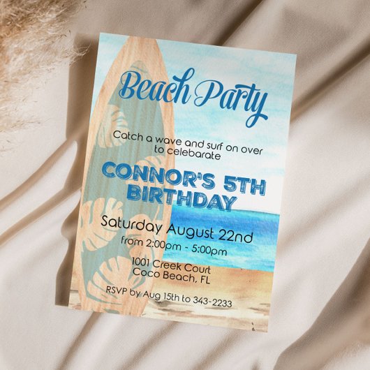 Surfende Beach Boy Verjaardagsfeestje Kaart