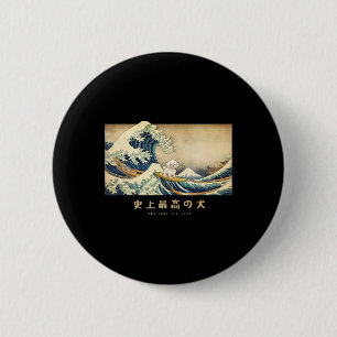 Surfende Bichon Frise Kanagawa Golf Japanse Hond F Ronde Button 5,7 Cm
