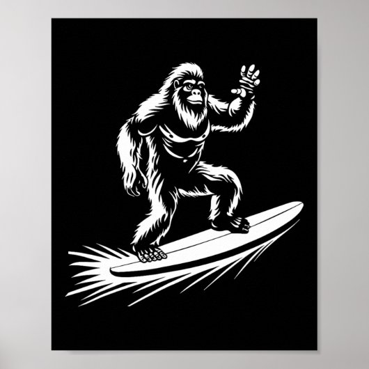 Surfende Bigfoot - Grappige Hawaiaanse Sasquatch-s Poster (Voorkant)