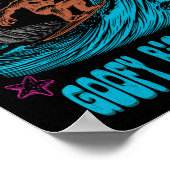 Surfende Bigfoot-surfster Pacific Wave Surf Califo Poster (Hoek)