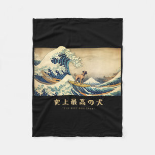 Surfende Black Mouth Cur Kanagawa Golf Japanse Hon Fleece Deken