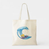 Surfende Boy Blue Wave Canvas tas (Achterkant)