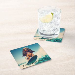 Surfende Dachshond Drink Coasters Kartonnen Onderzetters