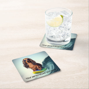 Surfende Dachshond Drink Coasters Kartonnen Onderzetters