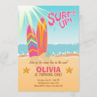 Surfende dag Uitnodiging Surf op strandmeisje