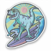 Surfende dino sticker (Voorkant)