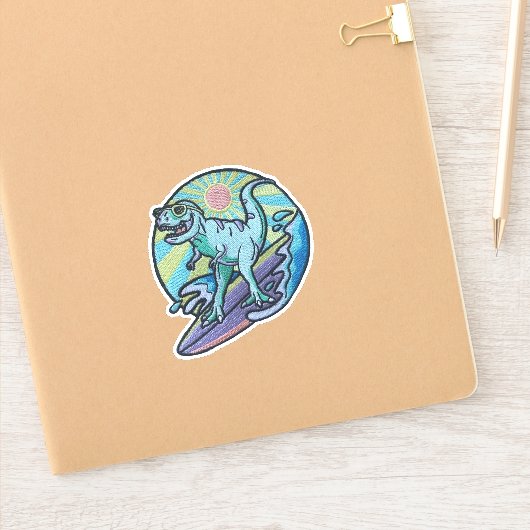 Surfende dino sticker (Notitieboek)