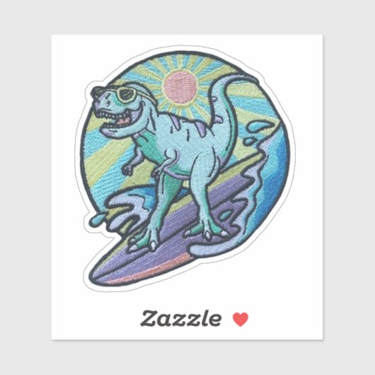 Surfende dino sticker (Vel)