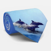 Surfende dolfijnen stropdas (Opgerold)