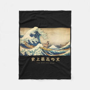 Surfende Duitse Herdershond Kanagawa Golf Japanse Fleece Deken