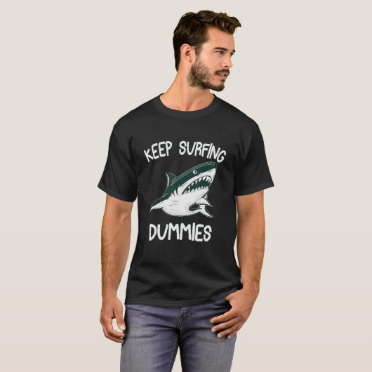 Surfende dummy's Shark Sarcastic Design T-shirt (Voorkant volledig)