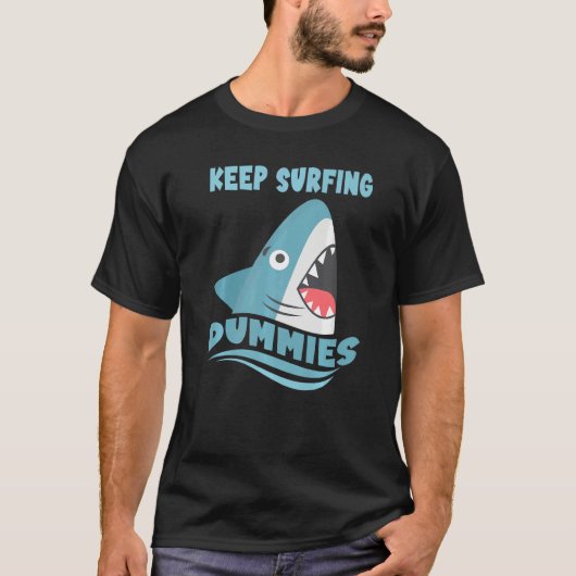 Surfende dummy's Surfende Shark Surfboard Surf T-shirt (Voorkant)