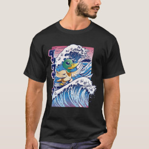 Surfende eend vaporwave koele retro plezier raar b t-shirt
