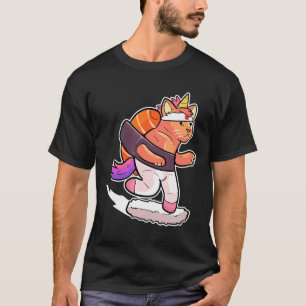 Surfende Eenhoorn Surfende Sushi Kat Anime Figuur T-shirt