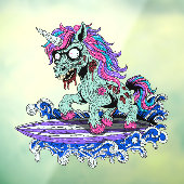 Surfende Eenhoorn Zombie Raamsticker (Vel 3)