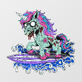 Surfende Eenhoorn Zombie Raamsticker (Vel)