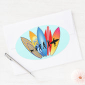 Surfende evolutie ovale sticker (Envelop)