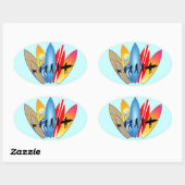 Surfende evolutie ovale sticker (Vel)