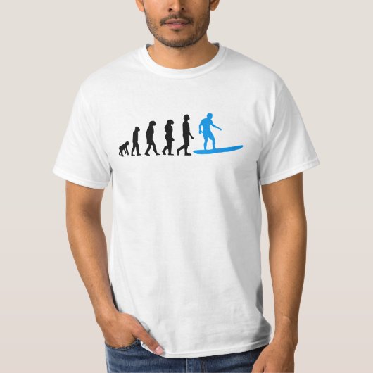 Surfende evolutie t-shirt (Voorkant)