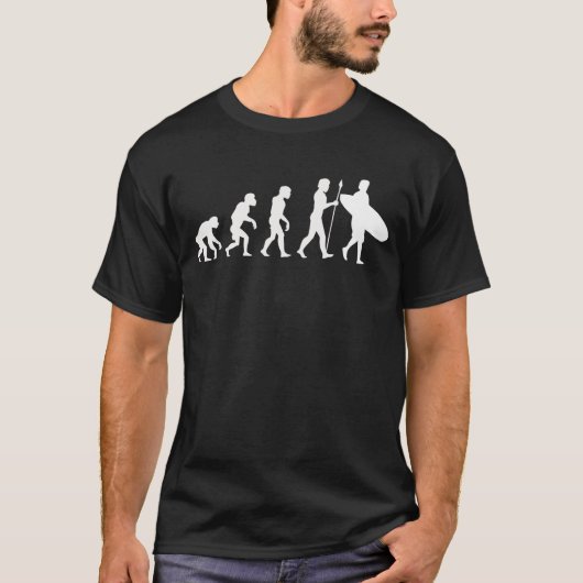 Surfende evolutie t-shirt (Voorkant)
