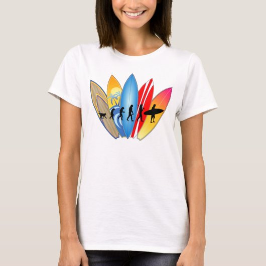 Surfende evolutie t-shirt (Voorkant)