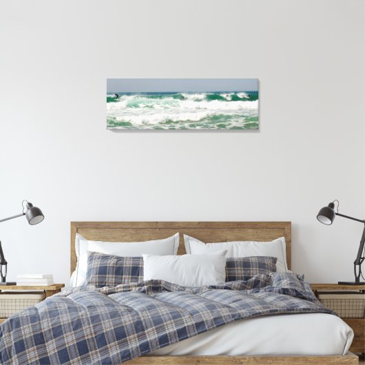 Surfende Fistral Newquay Cornwall Canvas Afdruk (Insitu (Slaapkamer))