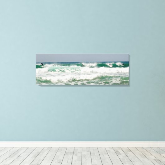 Surfende Fistral Newquay Cornwall Canvas Afdruk (Insitu (Houten vloer))