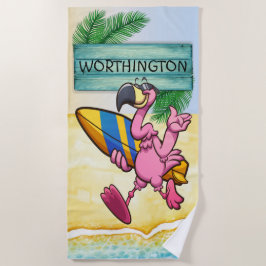 Surfende flamingo Beach Towel Strandlaken