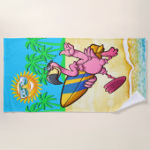 Surfende flamingo Beach Towel Strandlaken (Voorkant)