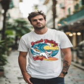 Surfende Franse buldog vangt golf T-shirt