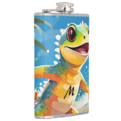 Surfende gekko die de golven berijdt heupfles (Rechts)