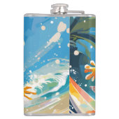 Surfende gekko die de golven berijdt heupfles (Achterkant)