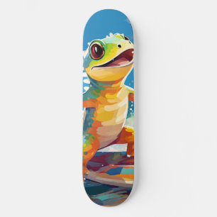 Surfende gekko die de golven berijdt persoonlijk skateboard