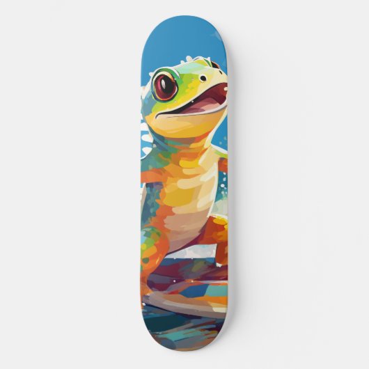 Surfende gekko die de golven berijdt persoonlijk skateboard (Voorkant)
