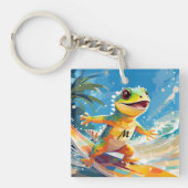 Surfende gekko die de golven berijdt sleutelhanger (Voorkant)