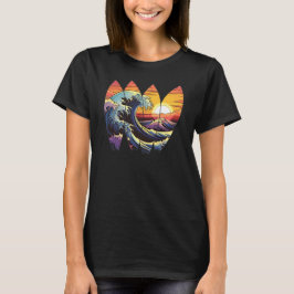 Surfende golven surfplanken t-shirt
