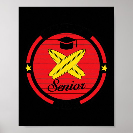 Surfende haai die pepperoni pizza eet poster (Voorkant)